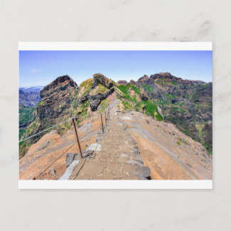 Postal Senderismo por las montañas de Madeira Portugal.