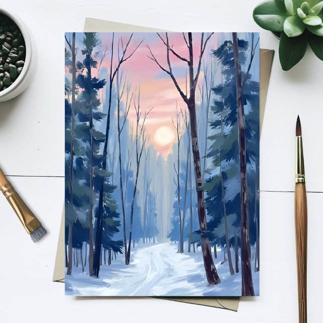 Postal Sendero de bosque nevado Luz solar de invierno Acu (Subido por el creador)