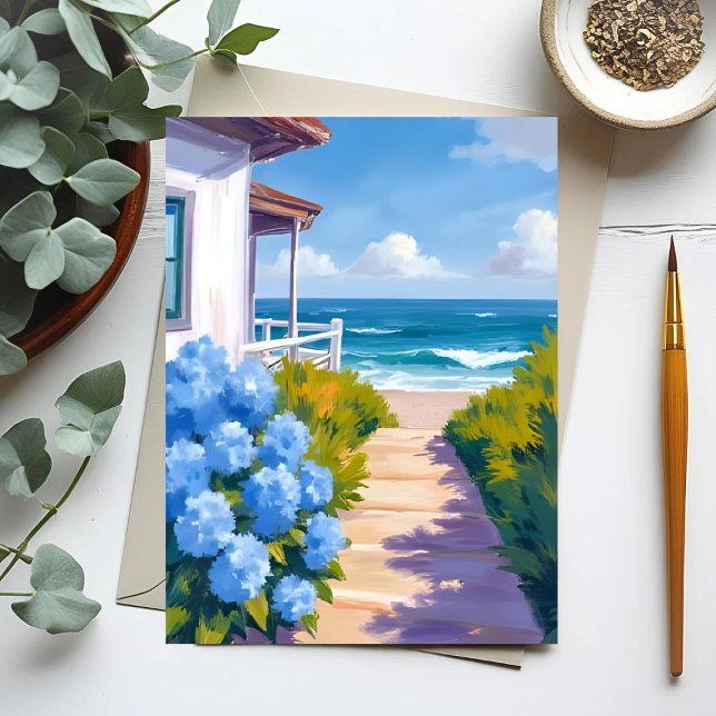 Postal Sendero de la playa de Cape Cod | Pintura costera  (Subido por el creador)