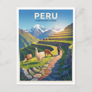 Postal Sendero de Llama Andino Remoto Huaraz Perú