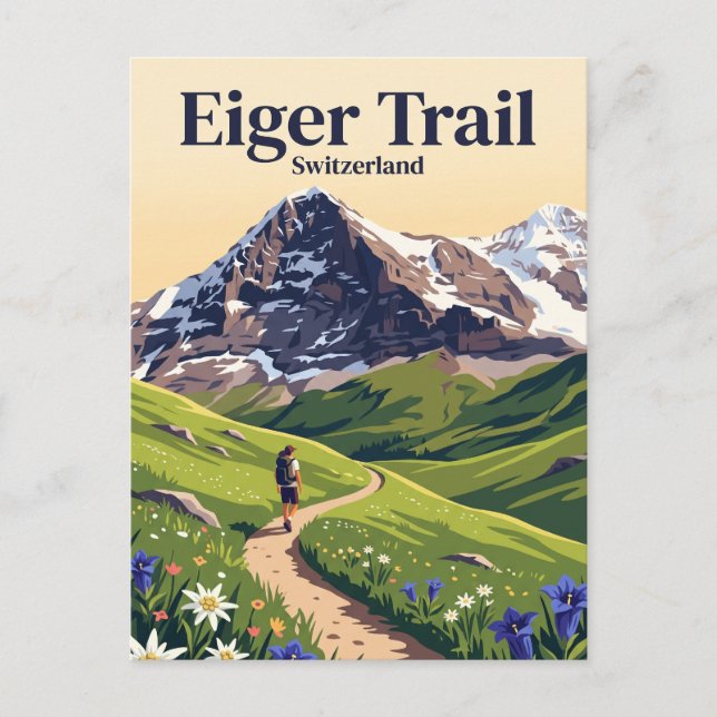 Postal Sendero Eiger Suiza (Anverso)