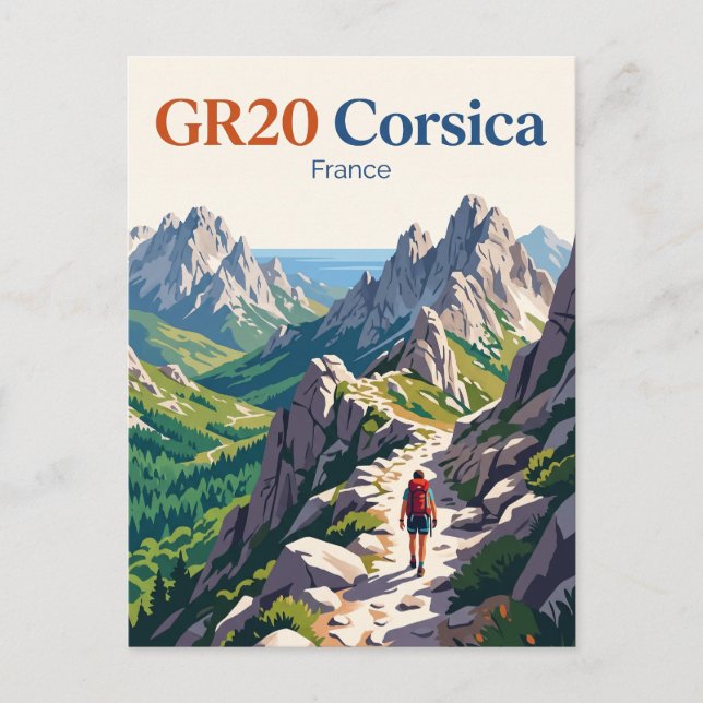 Postal Sendero GR20, Córcega Francia (Anverso)