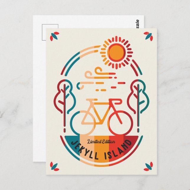 Postal Sendero Retro Jekyll Island Bicicleta (Anverso / Reverso)