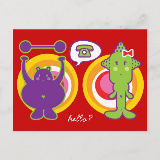 Postal Señor Púrpura y Señorita Verde Lindo Personaje de