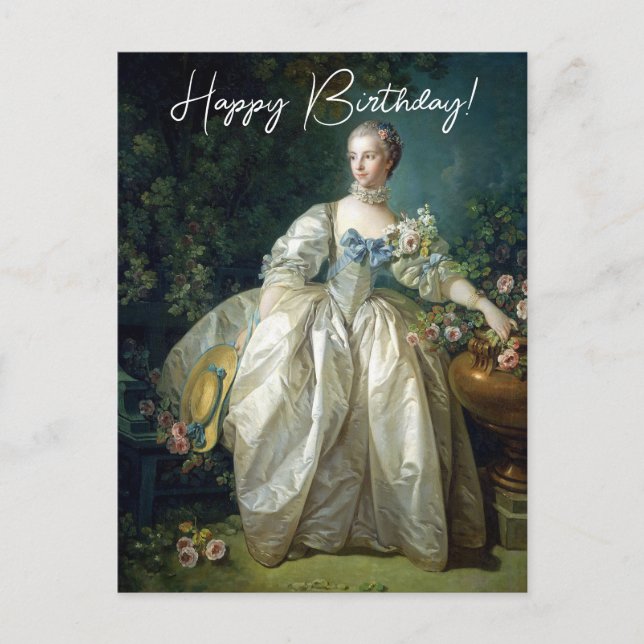 Postal Señora Bergeret 1766 Boucher Feliz Cumpleaños (Anverso)