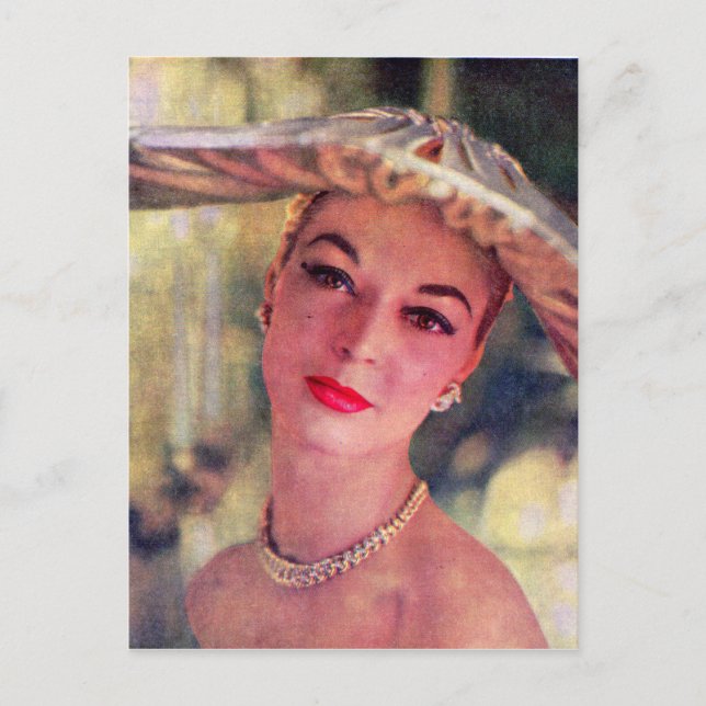 Postal señora bonita, sombrero grande (Anverso)