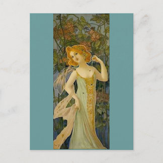 Postal Señora de Art Nouveau