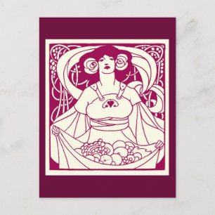 Postal Señora de la Cosecha de Art Nouveau
