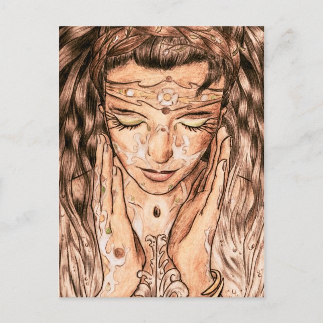 Postal Señora de la etnia Bella Artes Art Nouveau (Anverso)