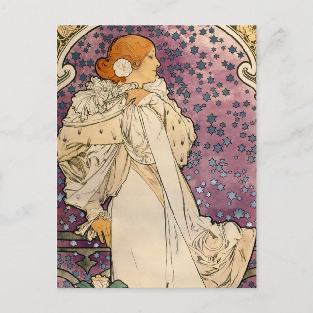 Postal Señora de las Camelias, de estilo Art Nouveau fran (Anverso)