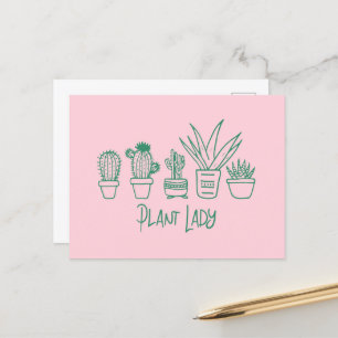 Postal Señora de las Plantas Cactus Suculentas Amante de