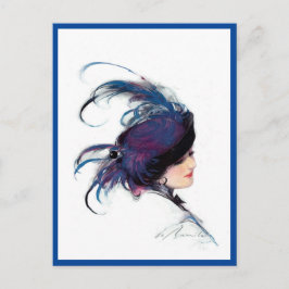 Postal Señora de los pájaros azules