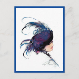 Postal Señora de los pájaros azules