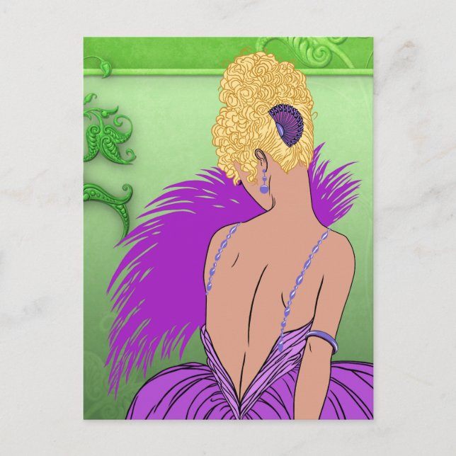 Postal Señora del Art Deco - BIANCA: Lilac de primavera (Anverso)