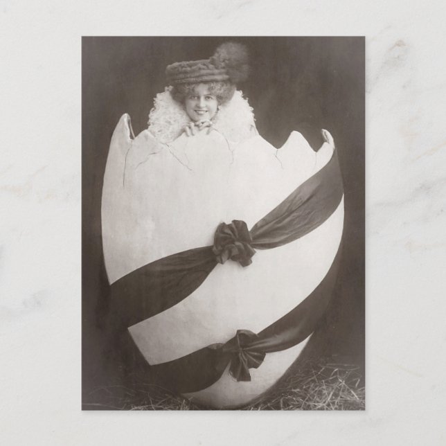 Postal Señora del Huevo de Pascua Vintage (Anverso)