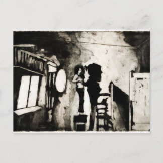 Postal Señora en una silla