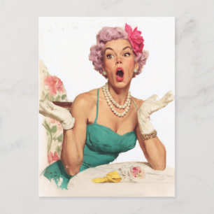 Postal Señora Glamurosa Retro Sorprendente