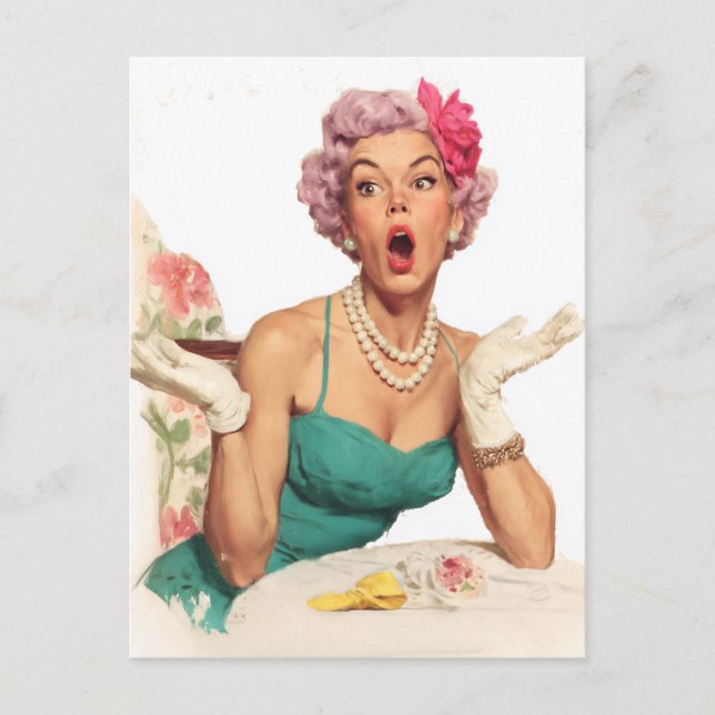 Postal Señora Glamurosa Retro Sorprendente (Anverso)