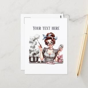 Postal señora retro vintage agregar texto
