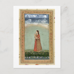 Postal Señora sosteniendo un tazón de rosas, del Pequeño 