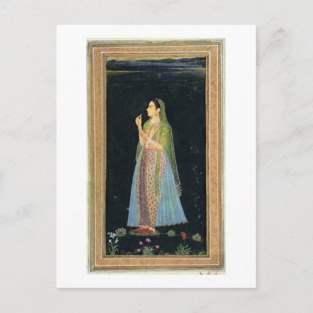 Postal Señora sosteniendo una flor, del Pequeño Álbum de  (Anverso)