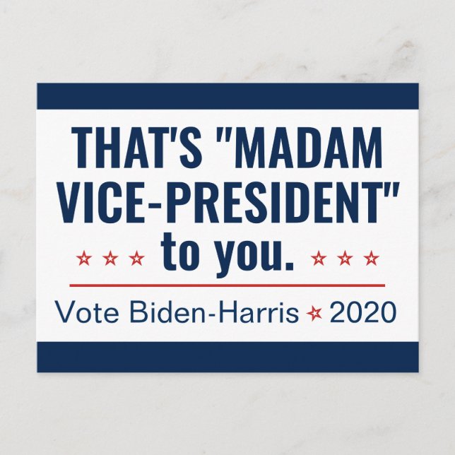 Postal Señora Vicepresidenta Kamala Harris Biden 2020 (Anverso)