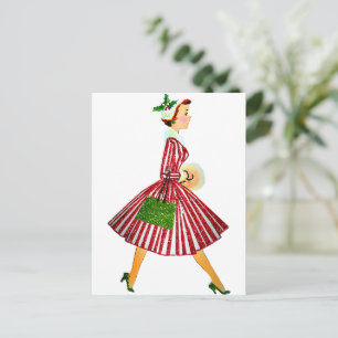 Postal Señora vintage de Navidad de 1950  