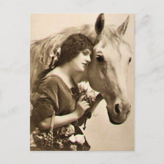 Postal Señora y caballo