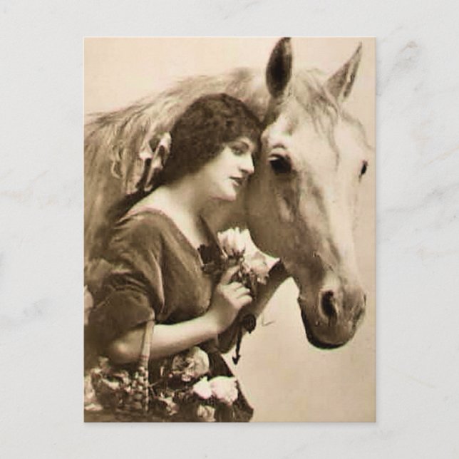 Postal Señora y caballo (Anverso)