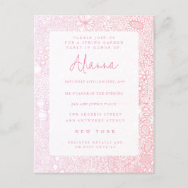 Postal Señoras Artista De Escena De Jardín Rosa Ilustrado