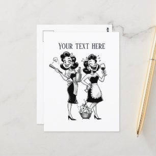Postal Señoras de época retro de Guay añaden texto