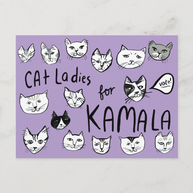 Postal SEÑORAS DEL GATO para KAMALA Lindo VOTA ELECCIÓN (Anverso)
