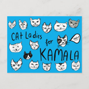 Postal SEÑORAS GATAS para KAMALA Cute VOTA ELECCIÓN