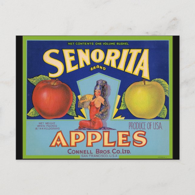 Postal Senorita Apples San Francisco (Anverso)
