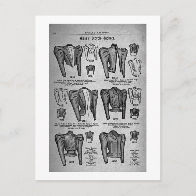 Postal Señorita Bicicletas Jakcets - Anuncio de 1897 (Anverso)