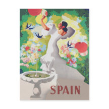 Señorita España Pájaros Flores Fiesta Jardín