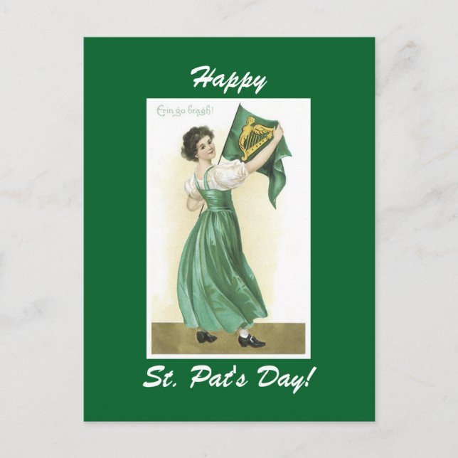 Postal Señorita Irlandesa Vintage Postcard (Anverso)