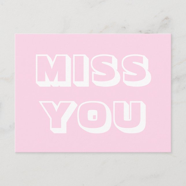 Postal Señorita usted, blanco rosa claro moderno negrita (Anverso)