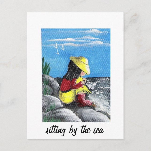 Postal Sentado a orillas del mar (Anverso)