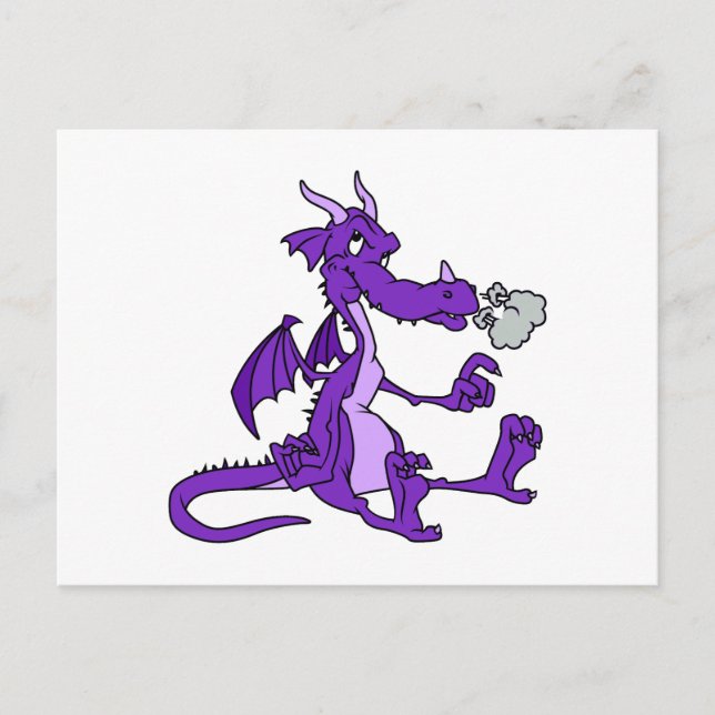 Postal Sentado en dragón morado (Anverso)