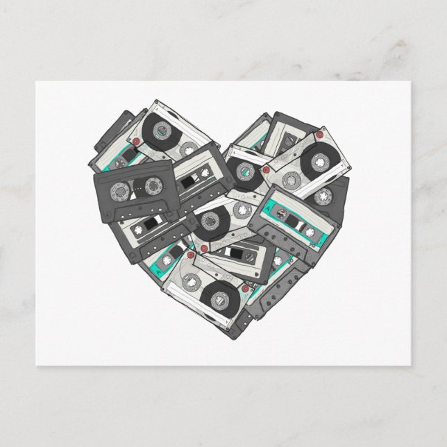 Postal Sentimientos mixtos Corazón de Cinta de Cassette (Anverso)