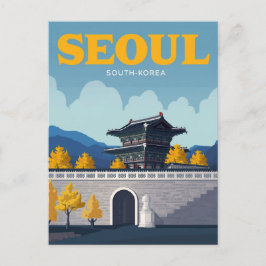 Postal Seoul Gyeongbokgung Palace Vintage Art