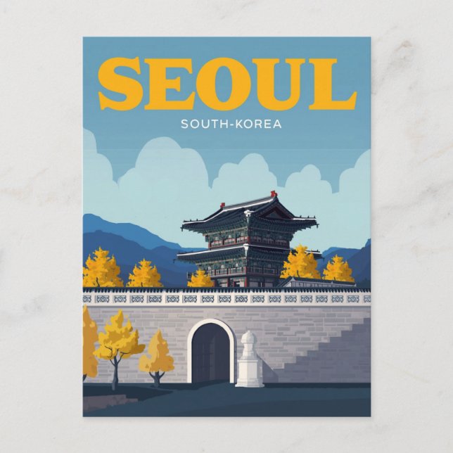 Postal Seoul Gyeongbokgung Palace Vintage Art (Anverso)
