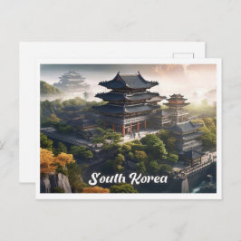 Postal Seoul South Korea Art Vintage Travel Illustration