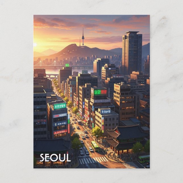 Postal Seoul South Korea Sunset (Anverso)