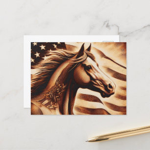 Postal Sepia de Caballo Patriótico