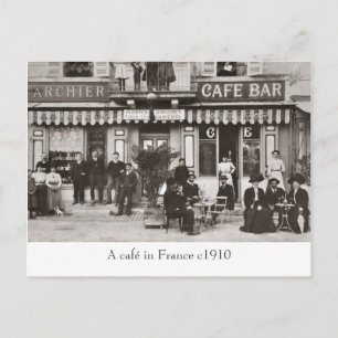 Postal sepia de Café en Francia
