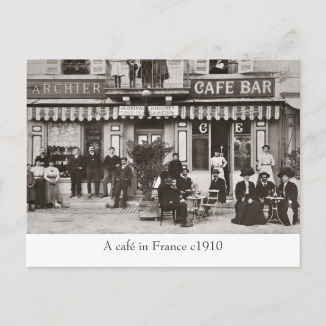 Postal sepia de Café en Francia (Anverso)