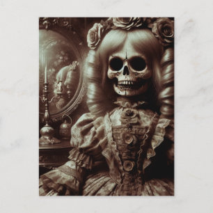 Postal Sepia Doll Skeleton Horror