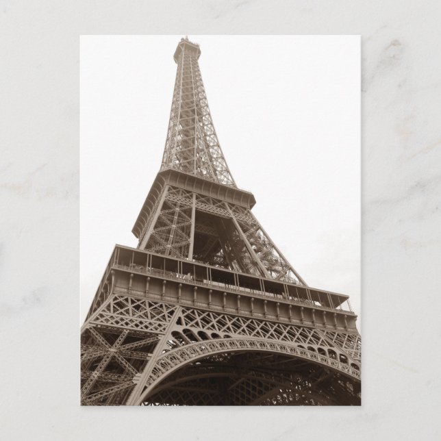 Postal Sepia Eiffel Torre Ama París Europa (Anverso)